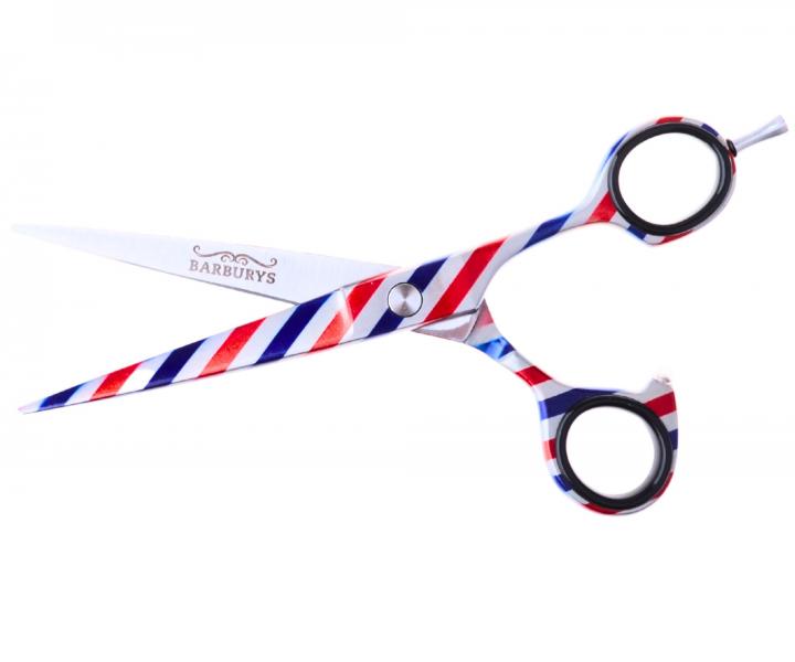 Profesionální kadeřnické a barber nůžky Sibel Barburys Bjorn 6" - stříbrné s pruhy