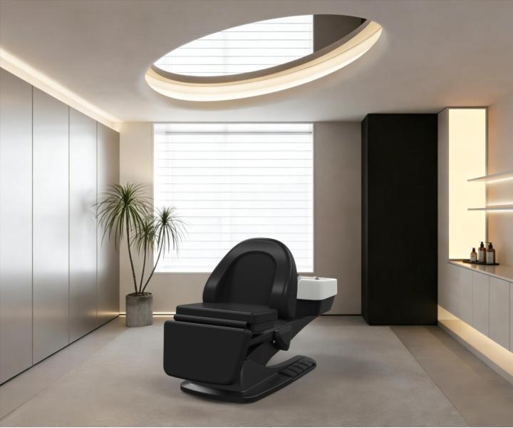 Luxusn� kade�nick� elektricky polohovateln� myc� box SilverFox 6001 - �ern�, b�l� umyvadlo