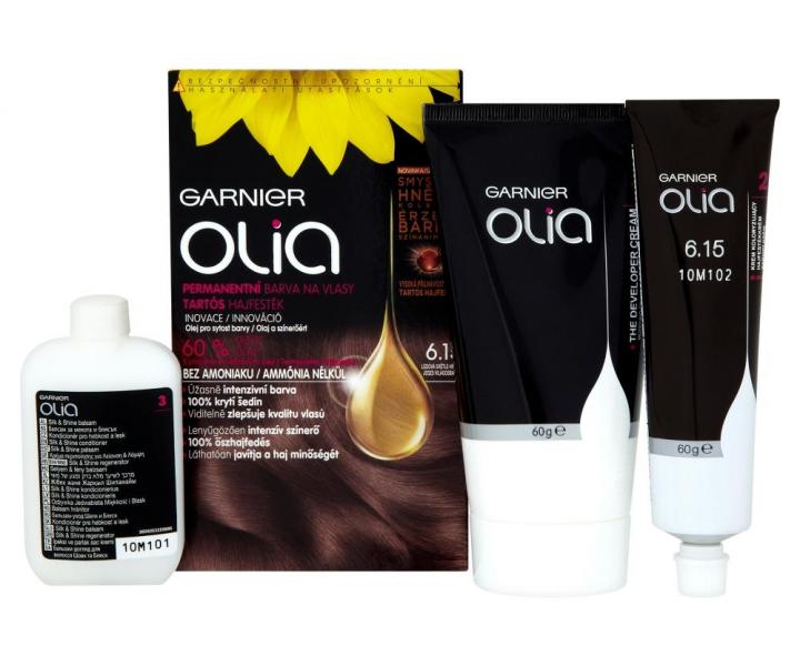 Permanentní olejová barva Garnier Olia 6.15 ledová světle hnědá