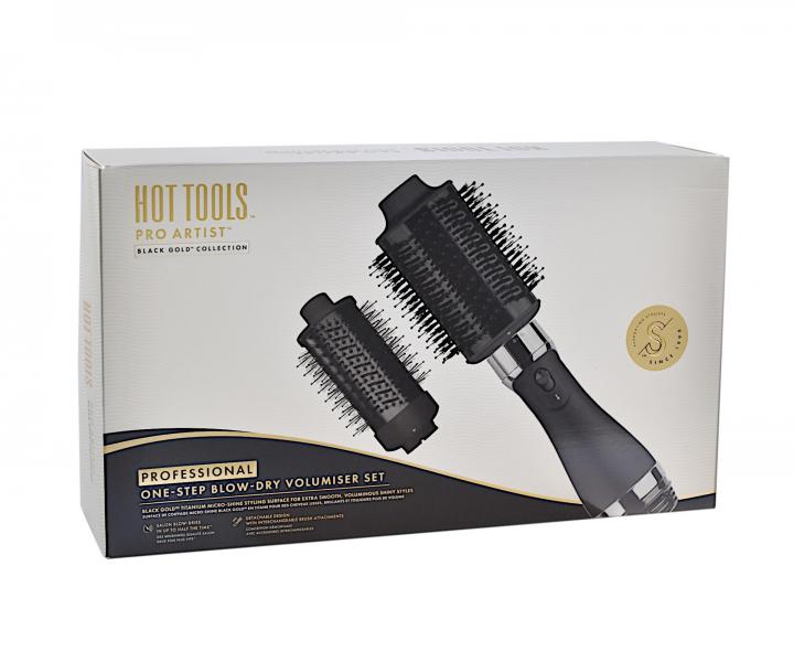 Oválný horkovzdušný kartáč na vlasy Hot Tools Black Gold Volumiser Set - rozbalené