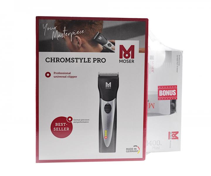 Profesionální strojek na vlasy Moser ChromStyle Pro 1871-0071 + Moser Mini 1411-0086 zdarma