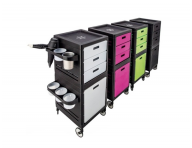 Kadeřnický pracovní vozík Ceriotti My, 4 zásuvky - růžovo/černý