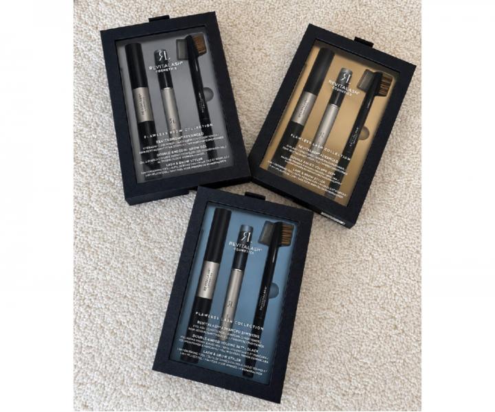 D�rkov� sada pro p��i o obo�� RevitaLash Flawless Brown Collection RevitaBrow Advanced + oboustrann� gel a kart��ek na obo�� zda