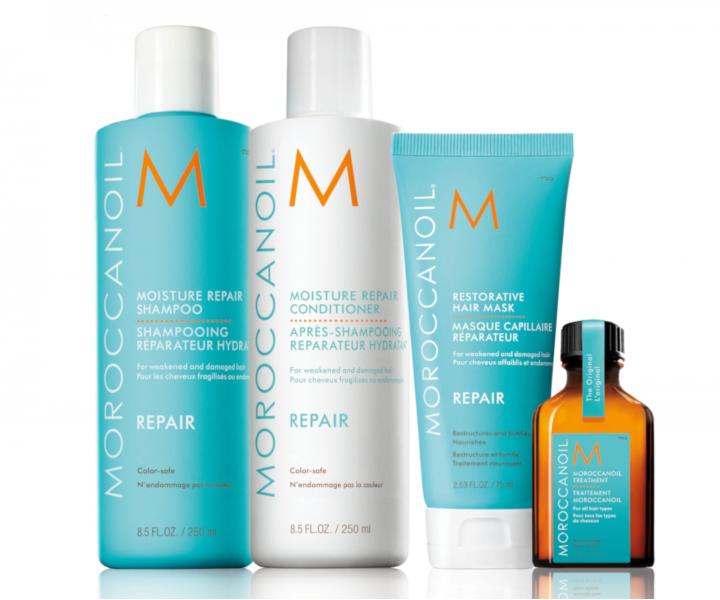 Drkov sada Moroccanoil Twinkle Repair pro regeneraci vlas + kosmetick tatika zdarma