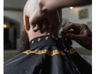 Barber pláštěnka Angry Beards 154 x 138 cm - černá s potiskem