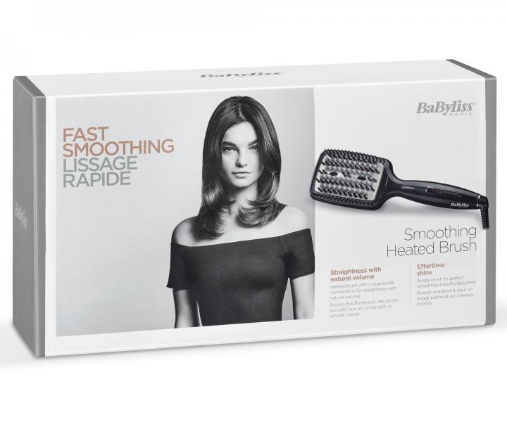 Nahřívací žehlící kartáč na vlasy Babyliss Smoothing Heated Brush - černý