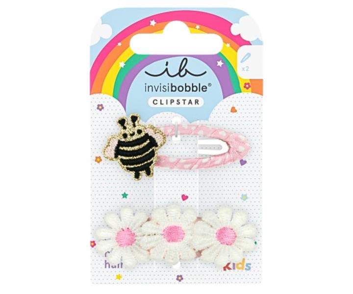 Dětské sponky do vlasů pukačky Invisibobble Clipstar Happy Spring Bee - 2 ks