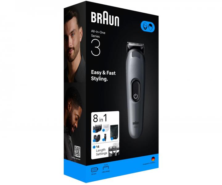 Multifunkční zastřihovač vlasů, vousů a těla Braun Series 3 AIO 3540 - šedý