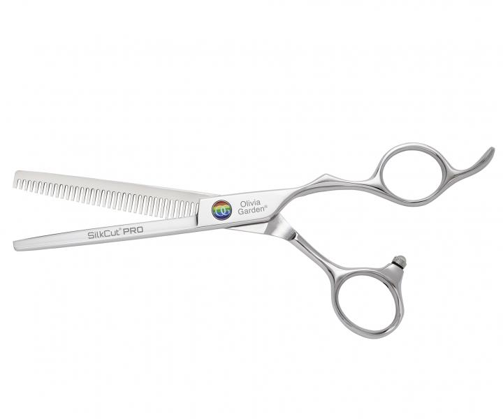 Efilační nůžky Olivia Garden SilkCut Thinner EUR Pride Edition 6,35" - stříbrné