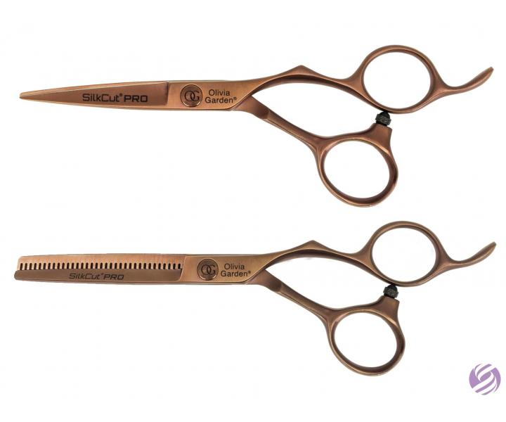 Sada nůžek 5,75" a 6,35" SilkCut Pro Copper Edition Olivia Garden + kartáč zdarma