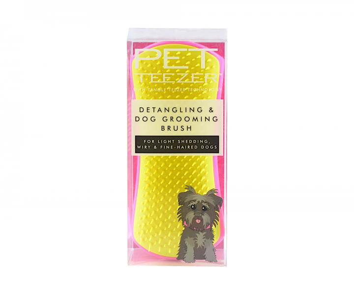 Kartáč na lehce línající psí srst Pet Teezer De-Shedding - žluto-růžový