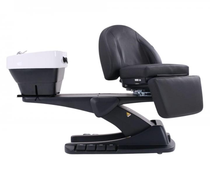 Luxusn� kade�nick� elektricky polohovateln� myc� box s oto�n�m k�eslem SilverFox 6001B - �ern�, b�l� umyvadlo