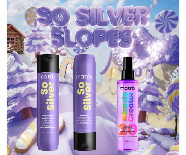 D�rkov� sada pro neutralizaci �lut�ch t�n� blond a mel�rovan�ch vlas� Matrix So Silver Slopes