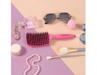 Kart�� na roz�es�v�n� a fouk�n� vlas� s kan��mi a nylonov�mi �t�tinami Sister Young Ovia Hair Brush - tmav� r��ov�