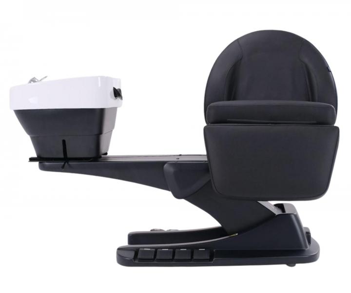 Luxusn� kade�nick� elektricky polohovateln� myc� box s oto�n�m k�eslem SilverFox 6001B - �ern�, b�l� umyvadlo