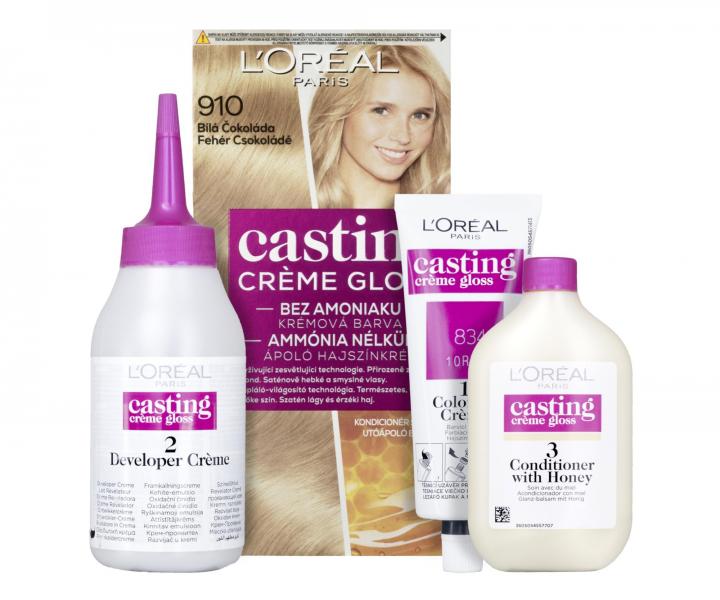 Barvící krém bez amoniaku Loréal Casting Créme Gloss - 910 bílá čokoláda