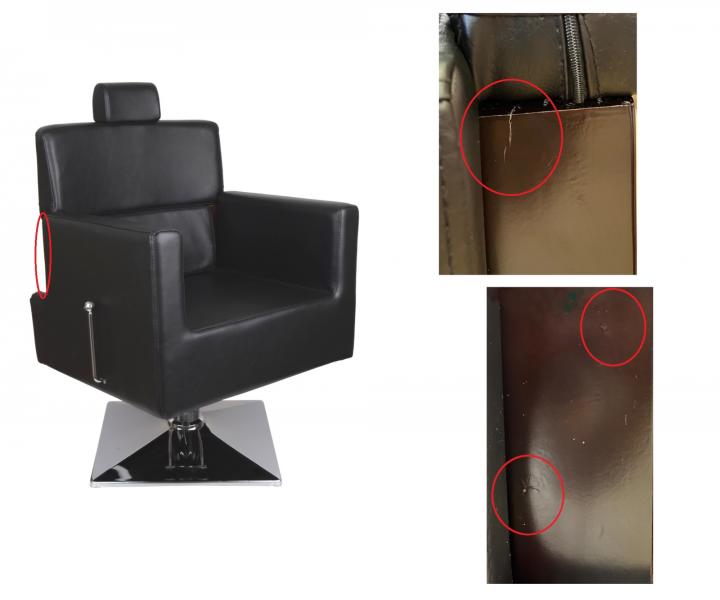 Kadeřnické barber křeslo Detail Larry - černé (68) - II. jakost - prasklina a oděrky dřeva