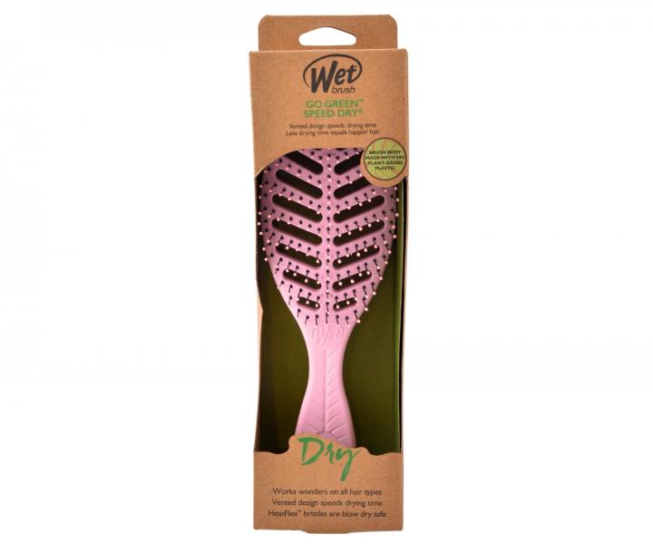 Kartáč na rozčesávání a foukání vlasů z organického materiálu Wet Brush Speed Dry Go Green - růžový