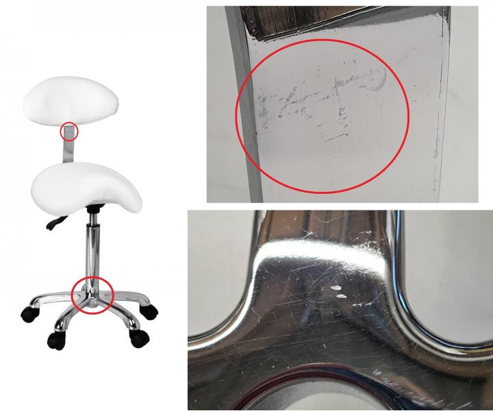 Taburet na kole�k�ch s op�rkou Weelko Organic+, b�l� - II. jakost - od�en� podstavec a chrom. op�rka