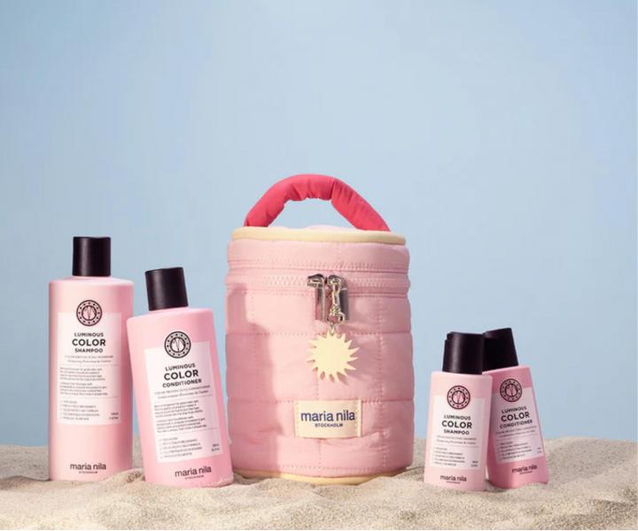 D�rkov� sada pro rozjasn�n� barven�ch vlas� Maria Nila Luminous Colour Beauty Bag + kosmetick� ta�ka zdarma