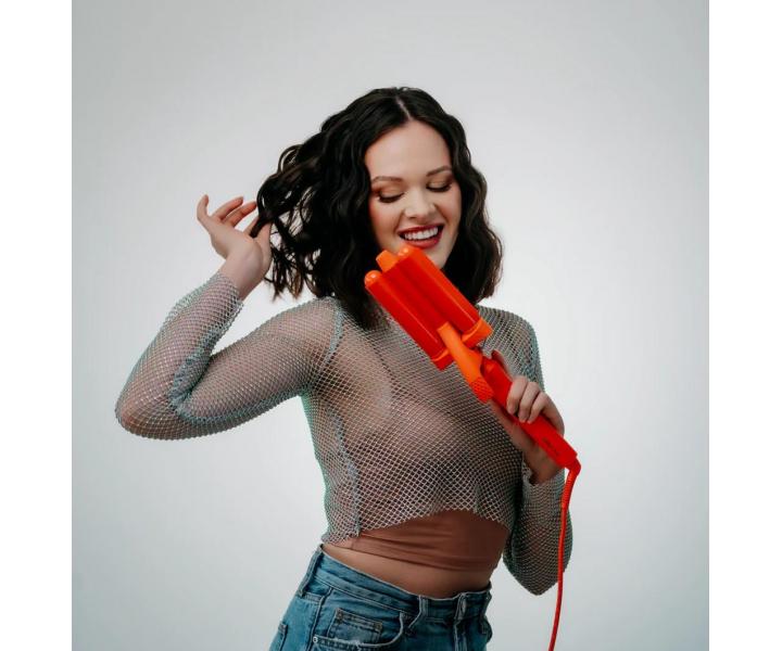 Multifunkční trojkulma pro různé styly Freylish Hair Curler Pro - 25 mm a 32 mm, oranžová