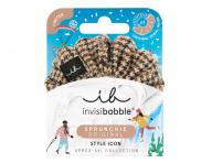 Ozdobná spirálová gumička Invisibobble Sprunchie Original Aprés-Ski Jacquard - vzorovaná hnědá