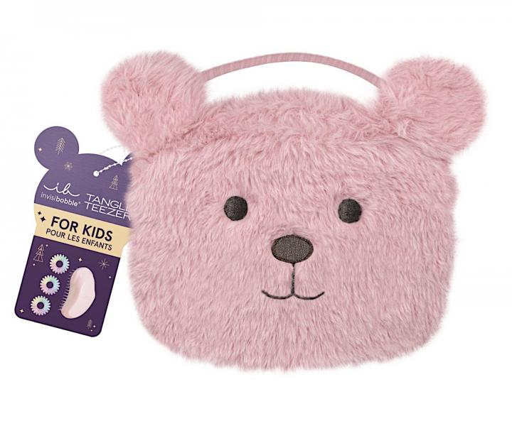 Dětská sada kartáče Tangle Teezer Mini a spirálových gumiček Invisibobble Original Pink Teddy
