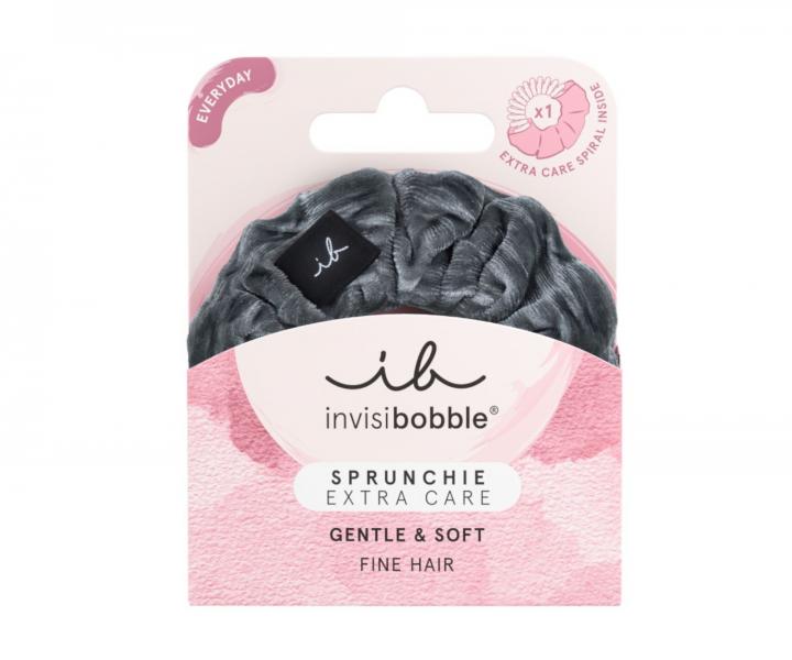 Ozdobn spirlov gumika Invisibobble Sprunchie Extra Care Soft As Silk - stbrn