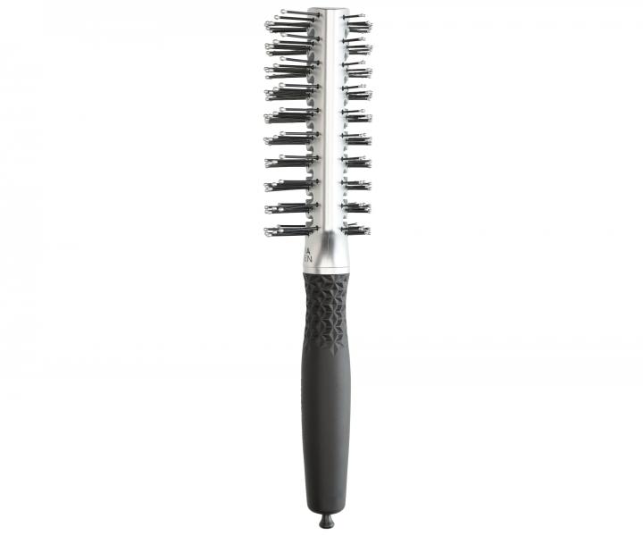 Oboustranný foukací kartáč na vlasy Olivia Garden 2in1 Essential Tunnel Silver - stříbrný