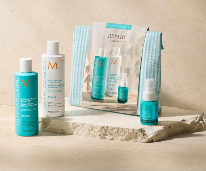 D�rkov� sada pro regeneraci po�kozen�ch vlas� Moroccanoil Repair Collection + bezoplachov� p��e a ta�ti�ka zdarma