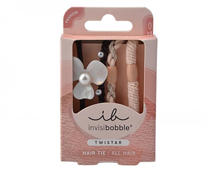 Sada ozdobných gumiček do vlasů Invisibobble Twistar Flower Pearl - 4 ks