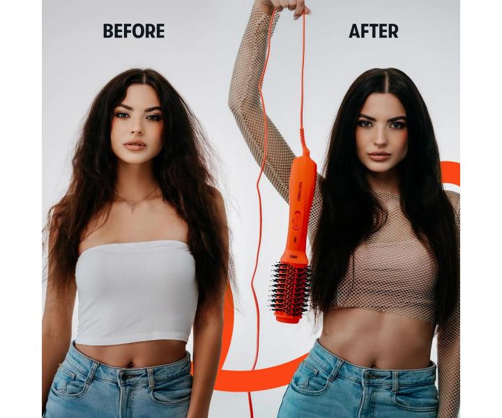 Oválný horkovzdušný kartáč na vlasy Freylish Hot Air Brush 2.0 - 1000 W, oranžový
