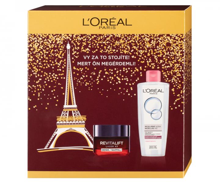 Dárková sada Loréal Paris Revitalift Laser X3 - denní krém 50 ml + micelární voda 200 ml