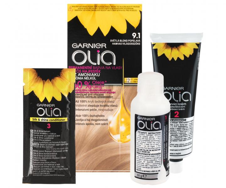 Permanentní olejová barva Garnier Olia 9.1 světlá blond popelavá