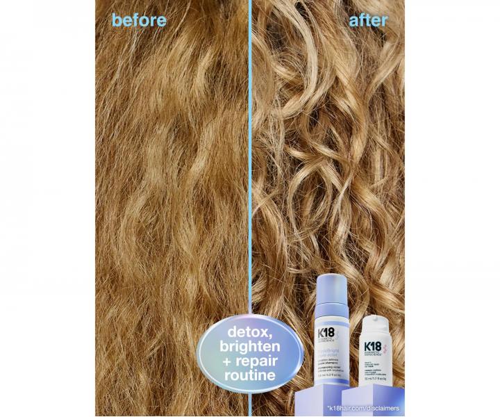 P�nov� fialov� �ampon pro blond a zesv�tlen� vlasy s trojit�m ��inkem K18 TripleBright Purple Shampoo - 125 ml