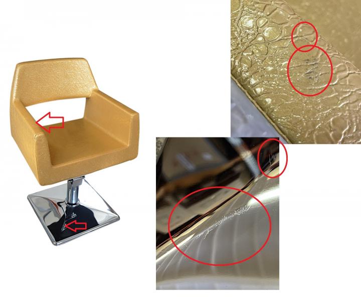 Kadeřnické křeslo Detail Luxor - zlaté (30) - II. jakost - oděrky na podstavci, skvrny na kožence