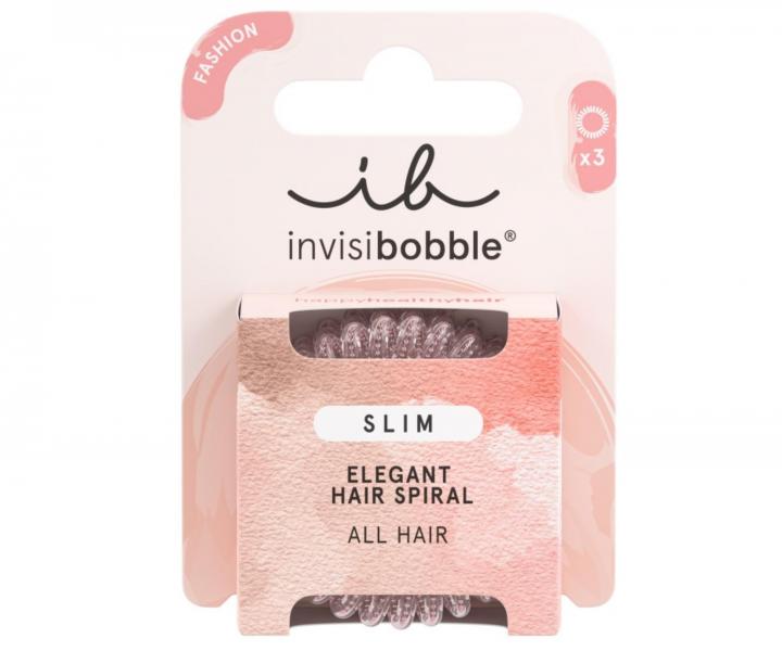 Tenk� spir�lov� gumi�ka do vlas� Invisibobble Slim Pink Monocle - r��ov�, 3 ks