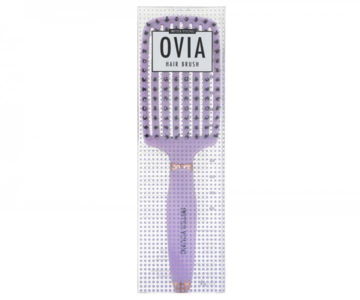 Kart�� na roz�es�v�n� a fouk�n� vlas� s kan��mi a nylonov�mi �t�tinami Sister Young Ovia Hair Brush - fialov�