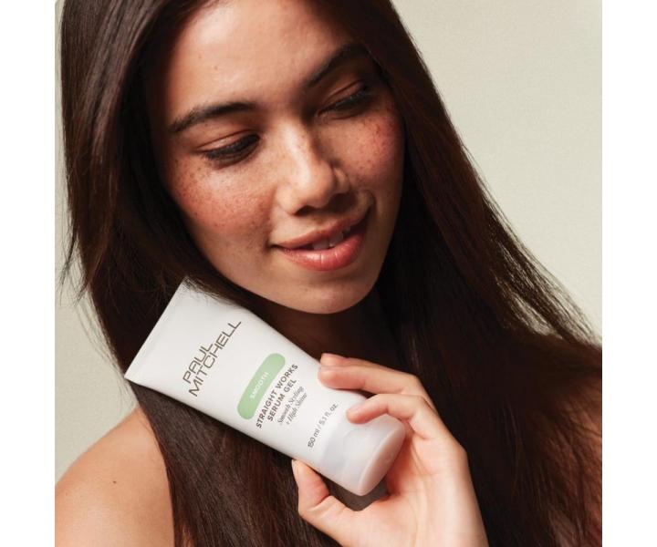 Gelov� s�rum pro narovn�n� vlnit�ch a kudrnat�ch vlas� Paul Mitchell Smooth Straight Works Serum Gel - 150 ml