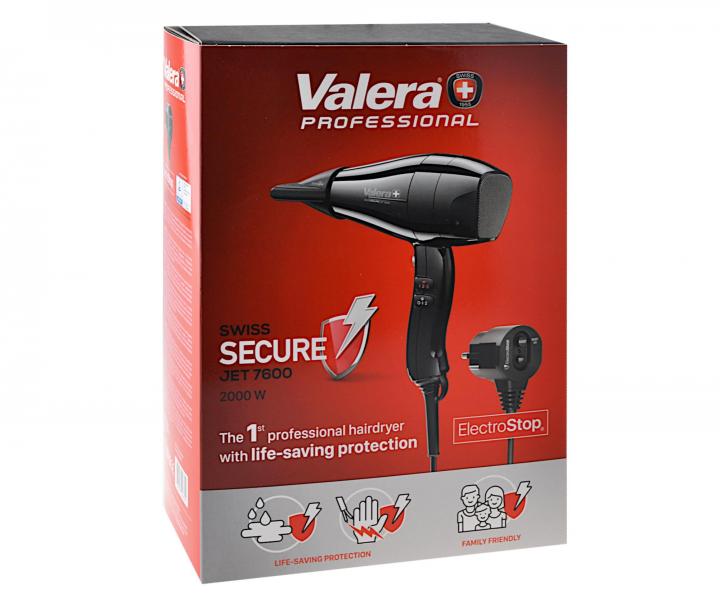Profesionální fén na vlasy s proudovým chráničem Valera Swiss Secure Jet 7600 - 2000 W, černý