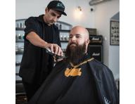 Barber pláštěnka Angry Beards 154 x 138 cm - černá s potiskem
