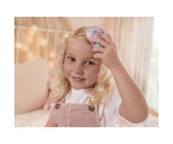 Kartáč na rozčesávání vlasů Tangle Teezer Original Mini Unicorn Magic - fialový s jednorožci