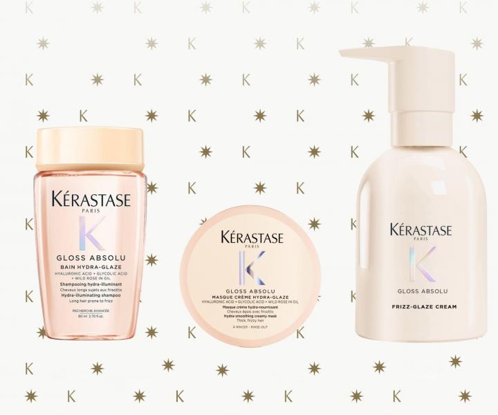 D�rkov� sada pro hydrataci a rozjasn�n� vlas� se sklonem ke krepat�n� K�rastase Gloss Absolu Set