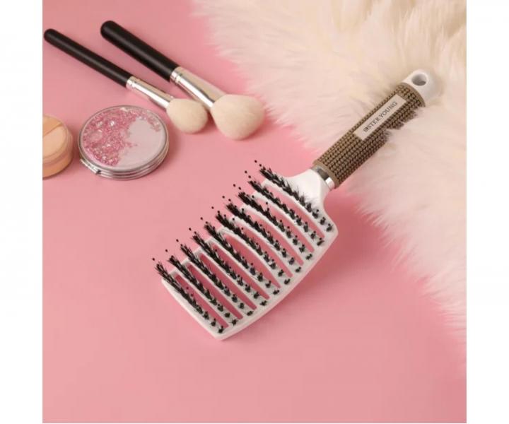Kart�� na roz�es�v�n� a fouk�n� vlas� s kan��mi a nylonov�mi �t�tinami Sister Young Zoco Hair Brush - b�l�