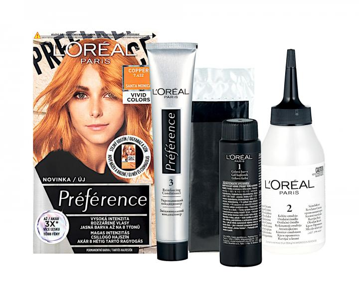 Permanentní barva na vlasy Loréal Préférence 7.432 Copper - měděná