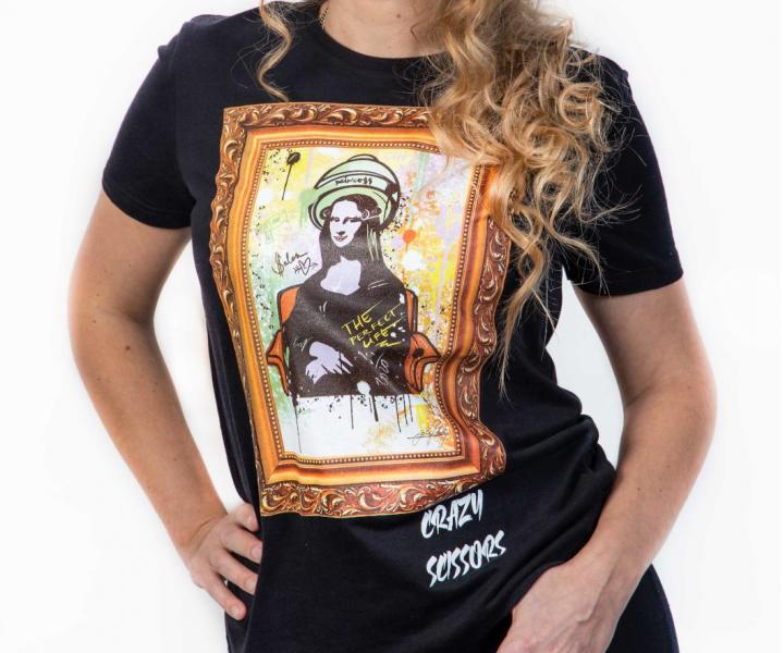 Tričko Crazy Scissors Mona Lisa - černé, M