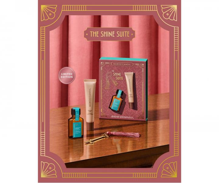 D�rkov� sada olejov� p��e a balz�mu na rty Moroccanoil The Shine Suite Vanilla Date Tinted Lip Balm Gift Set