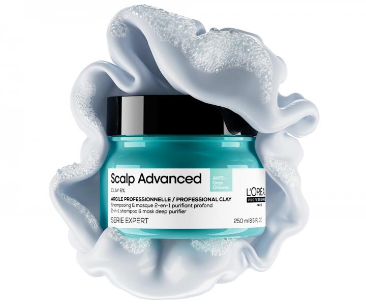 Šampon a maska 2v1 pro mastící se vlasovou pokožku Loréal Professionnel Scalp Advanced - 250 ml