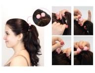 Tenká spirálová gumička do vlasů s kuličkami Invisibobble Twins Purrfection - vzorovaná hnědá