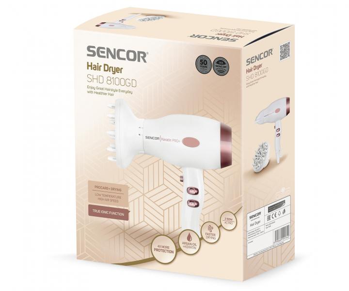 Fén na vlasy Sencor Keratin PRO+ SHD 8100GD - 2100 W - rozbalené